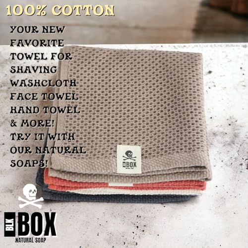 4-Pack Natural Cotton Face Wash Cloths Rags, Waffle Towels & Shaving Towel Sets, Soft and Absorbent Hand Towel Washcloths, 12inch x 12inch (4 Pack Mixed)