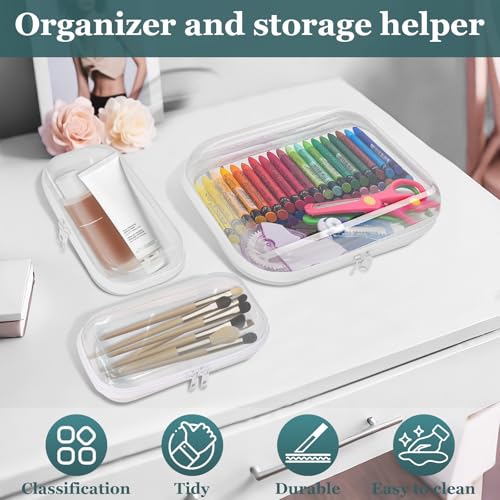CarryEpic White Hard Shell Zipper Cases Set (3 Pack) - Compact Storage Pouches