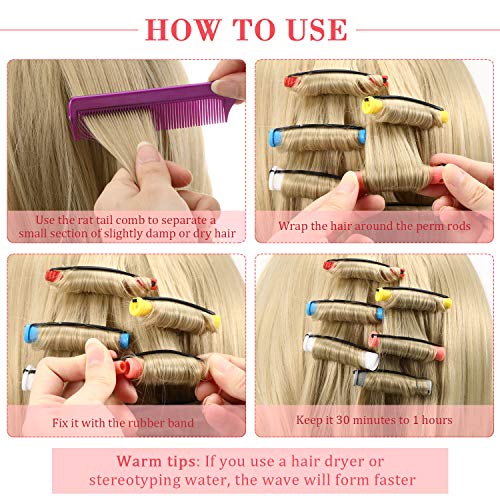 WILLBOND 72 Piece Hair Perm Rods Set with Pintail Comb