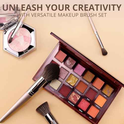 BEAKEY 12pcs Vegan Makeup Brush Set Soft high-density Taklon fibers,durable birch handles,zero shedding,easy to clean,perfect for creating any look