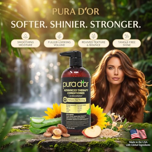 PURA D'OR Invigorating Biotin Conditioner 16oz for Thinning Hair - Moisturizing & Volumizing