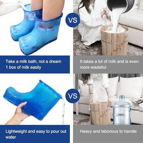 Foot Bath Soak Tub Shoes of Water Saving, A Pair of Portable Spa Soak for Foot Care, Milk Bath Wash, Foot Massager Spa for Women and Men, Water Saving Toenail Soaking Bowl(Large, Blue,2PCS)