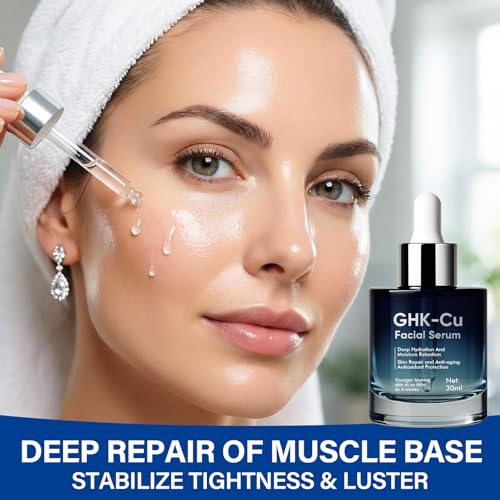 Copper Peptide Facial Serum - GHK-Cu, EGF & Hyaluronic Acid Anti-Aging Formula - Collagen Boosting Serum for Wrinkles, Firming & Hydration, 30ml