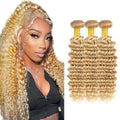 26 28 30 Inch Brazilian Deep Wave Hair Bundles 613 Blonde