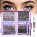 DIY Lash Extension Kit 640pcs 30D 40D 50D 60D Curl 9-16mm Fluffy Wispy Individual False Lashes Reusable Natural Look with Dual-End Bond Seal Glue and Tweezers for Daily Wear At Home Beginners