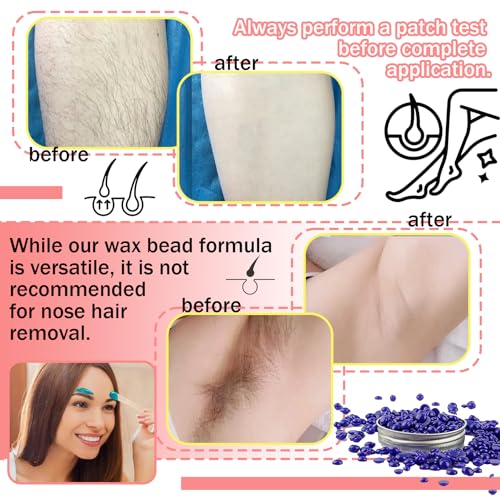 4 Colors Hard Wax Beads for Hair Removal,Gentle Hard Wax Kit with 10 Applicator Sticks,Peel-Off Waxing Beads for Facial and Full Body