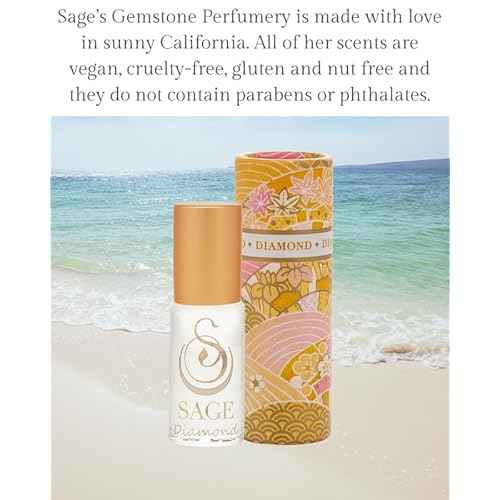 The Sage Lifestyle Diamond Roll On Perfume Oil, White Lily, Soft Musk, White Amber, Subtle for Women, Alcohol-Free Luxury Long Lasting Skin Scent Vegan & Cruelty Free Made in USA 1/8 oz Travel Perfume