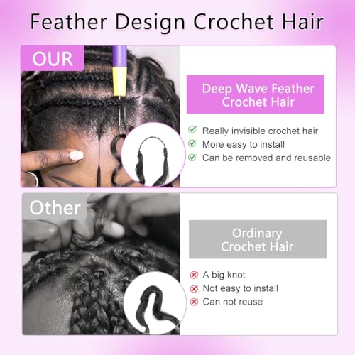 Human Crochet Hair Deep Wave 22 Inch 120g Extensions