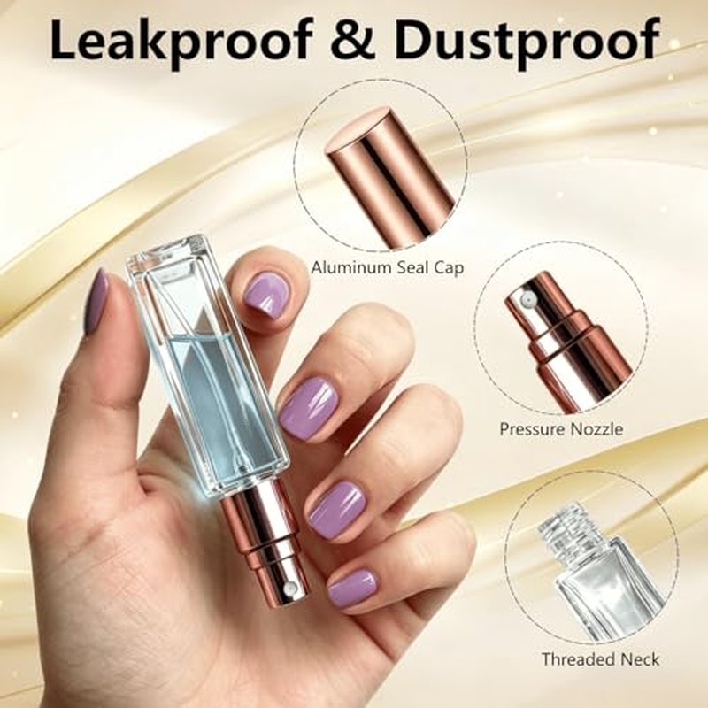 10ml Refillable Glass Perfume Atomizers - 6 Pack Travel Spray Bottles