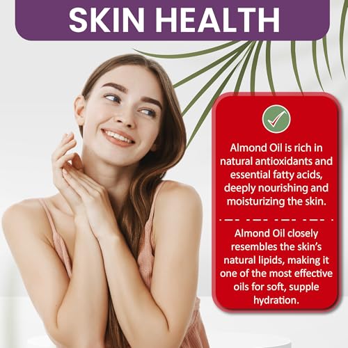 Dr Joe Lab Almond Oil 16 oz Pure Natural Sweet Almond Oil Cold Pressed Unrefined Extra Virgin - for Hair Skin Body Nail and Beard Carrier Oil for Essential Oils - Moisturizing & Nourishing