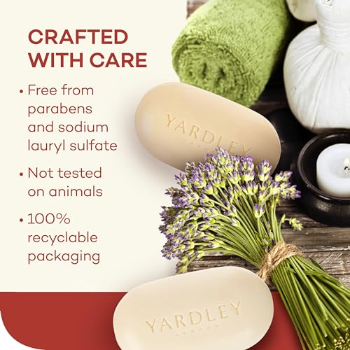Yardley London Nourishing Bath Soap Bar Cocoa Butter, Helps Soften Dry Skin with Pure Cocoa Butter, Shea Butter & Vitamin E, 4.0 oz Bath Bar, 1 Soap Bar