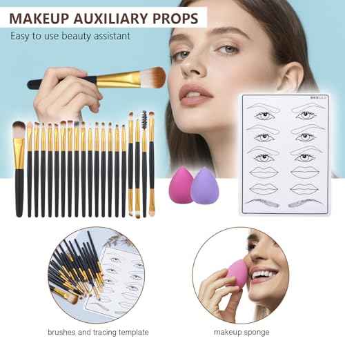 Makeup Set for Women Full Kit Includes, eyeshadow¡¢ liquidfoundation,Loose powder,Eyebrow pencil,Lipstick Eye Pencil Makeup BrushesMakeup practice board 4-color lip gloss set
