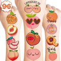 96Pcs Peach Temporary Tattoos for Kids Birthday Party Favors