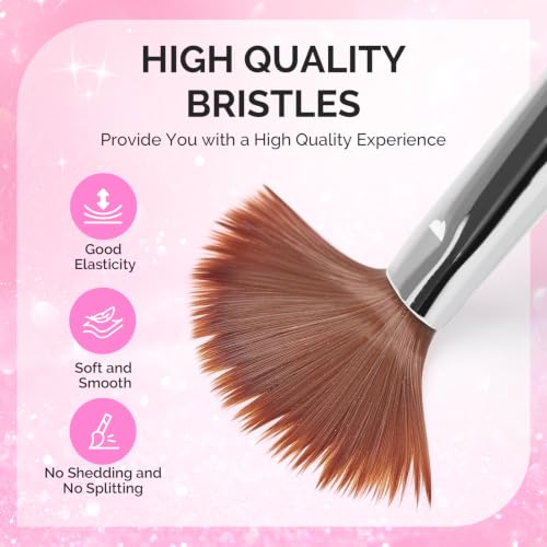 MelodySusie Acrylic Nail Brush Set Gradient Pink – 8/10/14 Sizes Professional Tools