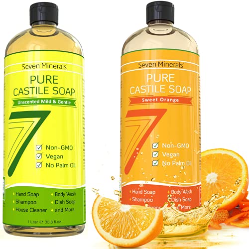 Seven Minerals EWG Verified Unscented Castile Soap & Sweet Orange Castile Soap