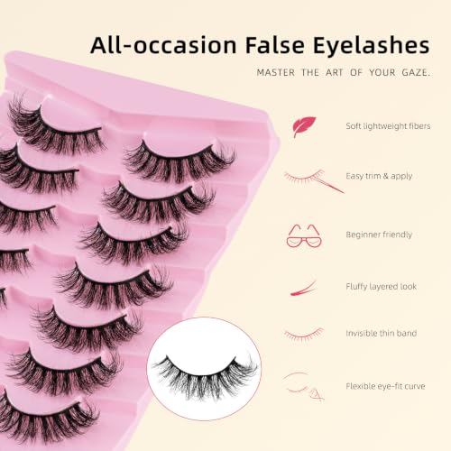 Fluffy 3D Faux Mink False Eyelashes - 16MM D Curl (7 Pairs)