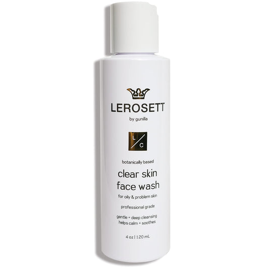 LEROSETT Face Wash for Clear Skin, Gentle Exfoliating Cleanser, Reduces Pores, Blemishes & Oily Skin, Aloe-Based, 12 Botanicals, Glycolic Acid, Softens Skin Natural Vegan Face Wash, 100+ Uses 4 oz.