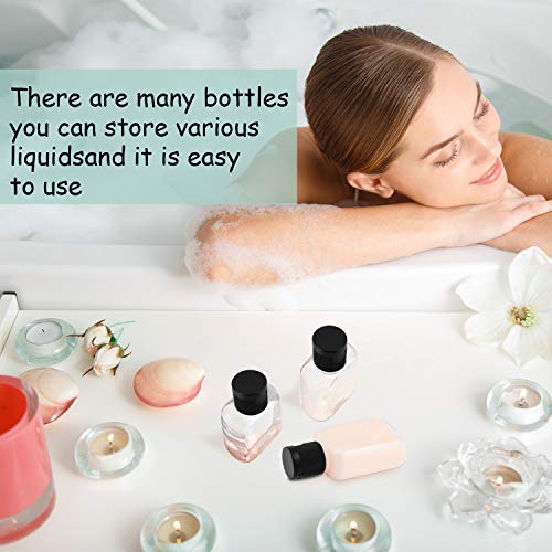 30 Pieces Portable Travel Bottle Clear Plastic Empty Bottles Refillable Reusable Bottles Containers for Travel Outdoor Camping Business Trip (1 oz, Black Cap)