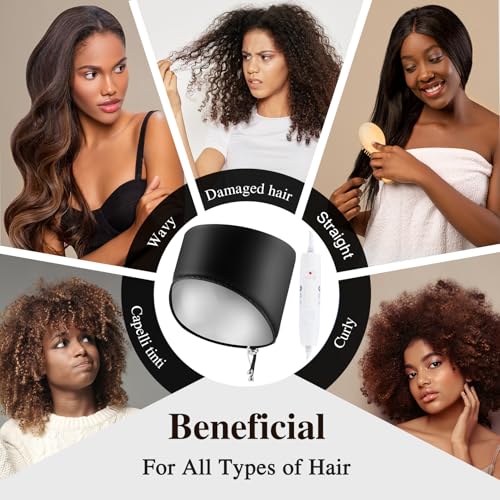 Electric Hair Steamer Cap for Deep Conditioning & Afro Hair with Temperature Control