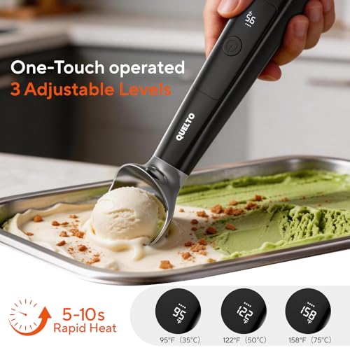 Rechargeable Heated Ice Cream Scoop with LED Display - 3 Warming Modes
