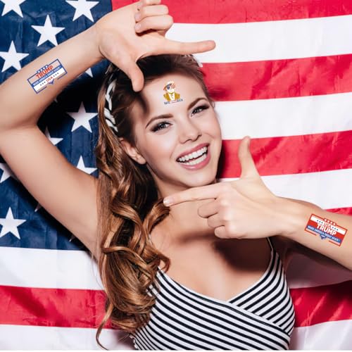 Y&C TENCOB Donald Trump Temporary Tattoos for Adults Teenage Girls Boy, 30 Sheets President 2024 Tattoos Stickers Campaign Party Gag Novelty Gifts Supplies Favors(Trump)