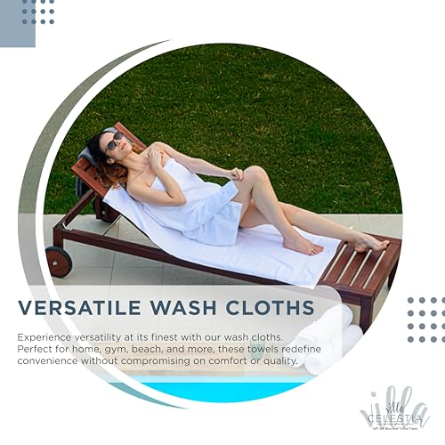 Villa Celestia Cotton Washcloths Set of 6, 12x12 Inch