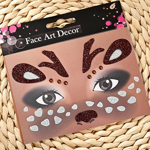 Reindeer Face Temporary Tattoo Stickers - 2 Pack Christmas