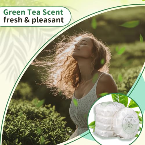 120 Mini Bar Soap Bulk - Travel Soap Individually Wrapped Body Bath Gentle Soap Bars Men Women Travel Size Toiletries for Homeless Hotel Essentials for Guest Bathroom Airbnb£¨Green Tea£©