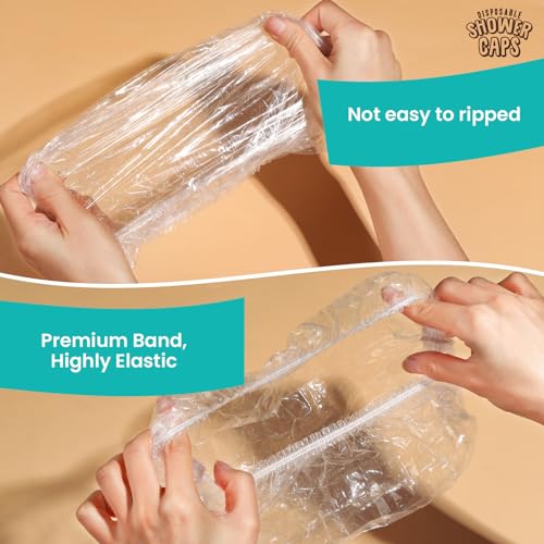 LEOBRO 100 Pack Disposable Shower Caps, 17.3" Clear