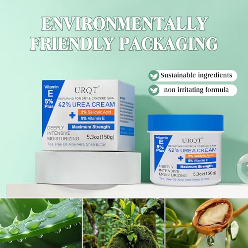 URQT 42% Urea Cream for Dry & Cracked Skin - Foot & Hand Moisturizer