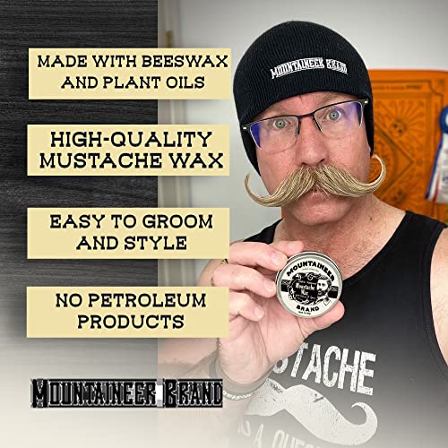 Mountaineer Brand Unscented Natural Mustache Wax | Strong and Extra Firm Hold | Made in West Virginia | Smooths, Conditons, Styles | Organic Moustache Balm | 2oz
