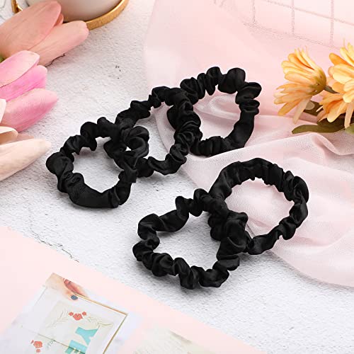 WILLBOND 30 Pcs Black Satin Hair Scrunchies for Women