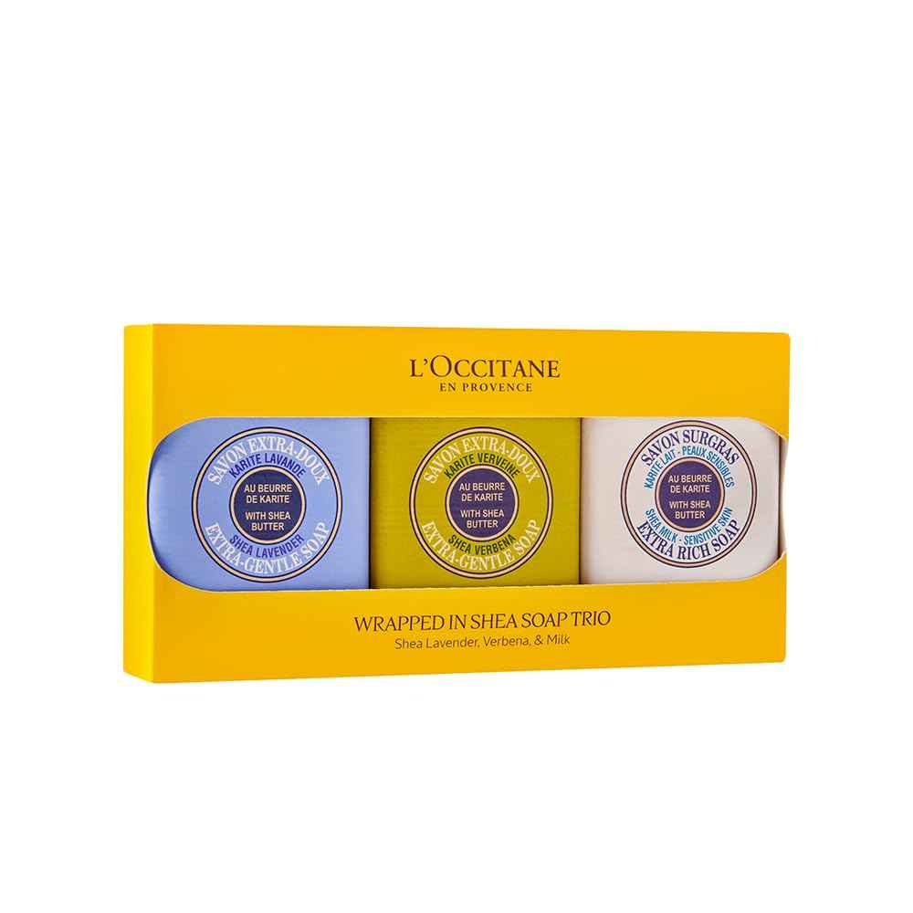 L'OCCITANE Shea Butter Extra-Gentle Solid Hand & Body Soap: Citrusy Shea Verbena, Relaxing Shea Lavender, Shea Milk, Vegetable Based, Artisanal, Vegan