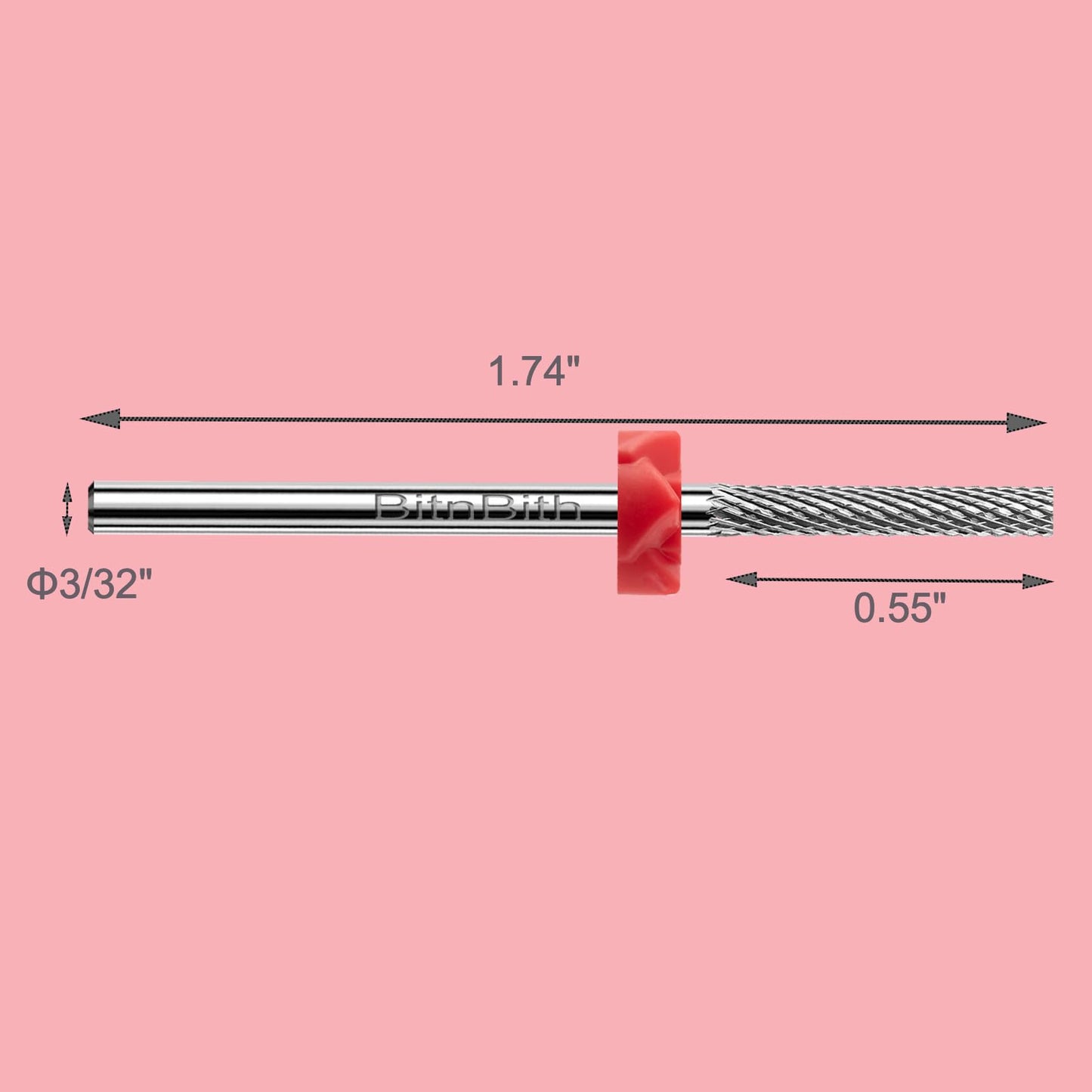 BITNBITH Nail Drill Bits Safety Cuticle Nail Buffer Bit 3/32",Tungsten Carbide Professional Drill Bit for Nail Prepare Nail Bed File Dead Skin Cleaning,Manicure 2-Way Rotate For Nail Home Salon,Fine