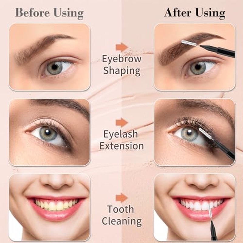 MAPVOLUT 120PC Micro Eyebrow Brushes with Caps - Ideal for Tinting & Lifting