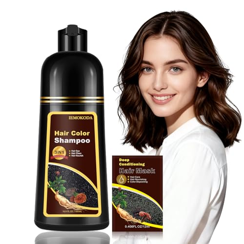 Dark Brown Hair Dye Shampoo for Gray Coverage - 3-in-1 Formula