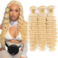 613 Blonde Deep Wave Human Hair Bundles - 3 Pack
