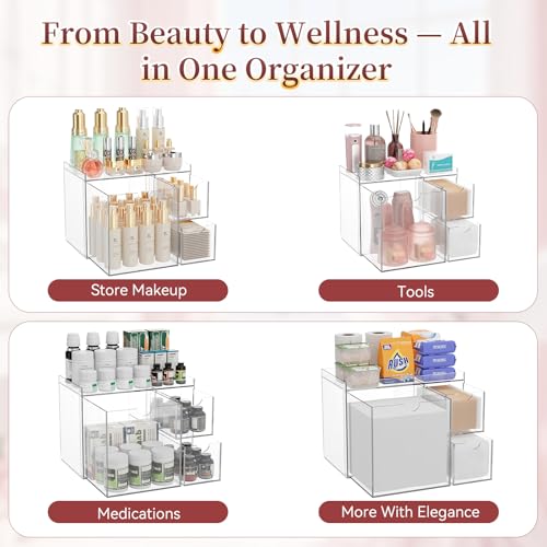 Clear Acrylic Facial Towel Organizer with 3 Drawers