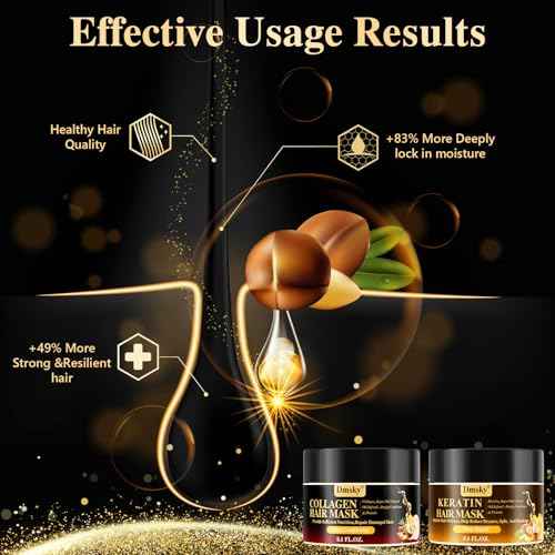 Dmsky 2 Pack Hair Mask for Damaged Hair - 16.2 Fl OZ Collagen Hair Mask & Keratin Hair Treatment-Hydrating,Repairing,Nourishes Deep Conditioning Hair Masks for All Hair Types