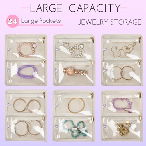 Travel Jewelry Organizer Case with 24 Pouches | Pink
