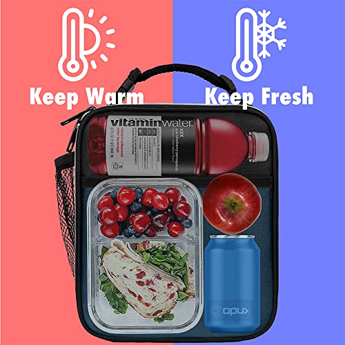 OPUX Premium Insulated Lunch Box, Soft School Lunch Bag for Kids Boys Girls, Leakproof Small Lunch Pail Men Women Work, Reusable Compact Cooler Tote Lunchbox for Office Adult, Navy