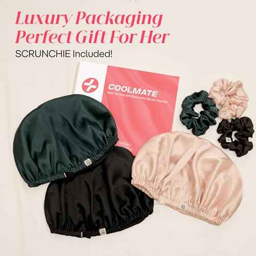 CoolMate Adjustable Satin Silk Bonnet for Sleeping Women, Tie Double Lined Silk Bonnet for Women Long Hair