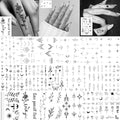 18 Sheets Fashion Y2K Geometric Lotus Arrow Temporary Tattoos For Men Women Adults Finger Hands, Waterproof Realistic Tiny Rose Flower Leaf Fake Tattoos Black Small Butterfly Sun Moon Tatoo Stickers