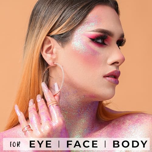 Profusion Cosmetics Majestic Gems 9 Shades Pressed Glitter Palette - High-Impact Sparkle for Face, Body & Eyes, Buildable & Blendable with Minimal Fallout Application, Cruelty-Free Makeup