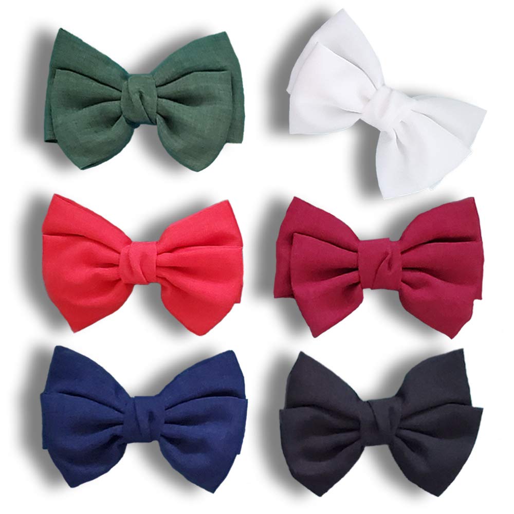 Hair Bow Clips, 5" French Hair Bows Hair Barrettes 6 Pcs Hair Accessories for Women Girls and Ladies