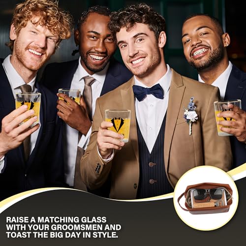 18PCS Groomsmen Gift Set – Whiskey Glasses, Toiletry Bag & Accessories
