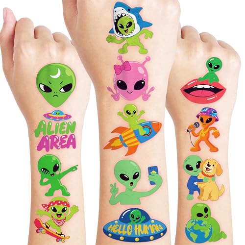 96 PCS Alien Temporary Tattoos for Kids | Space Party Favors