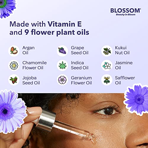 Blossom Unscented All Natural, Vegan, Cruelty Free Face Oil with Vitamin E, Infused with Real Flowers, Made in USA, 0.5 fl. oz., Fall Medley