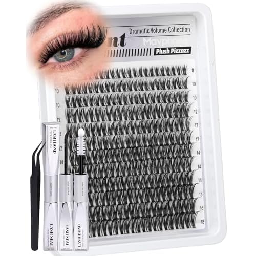 Flaunt Lash Clusters Kit Wispy Cluster Eyelash Extensions Kit CD-Curly Natural Individual Lashes DIY Lash Extension Kit 132Pcs Flora Cluster Lashes with Bond and Seal and Tweezers by Mavphnee (8-18MM)