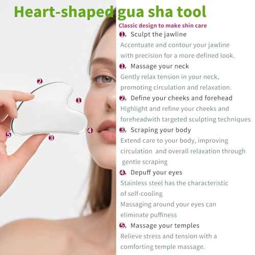 ANNROS 2Pcs Stainless Steel Gua Sha Facial Tools, GuaSha Set for Face Neck, Natural Skin Care£¬Perfect GuaSha Set for Skincare and Rituals and Travel-Friendly, Gift for Women